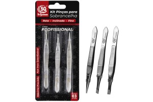 Kit 03 Pinças Para Sobrancelha