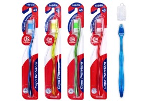 Kit 12 Escovas Adulto Transparente Colorida Média 43