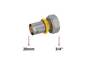 Conector Fêmea com Porca Giratória Gás Multicamada 20mm x 3/4