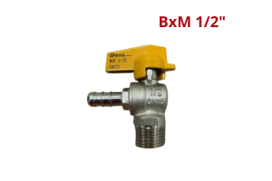 Válvula Esfera Gás Angular Bico x Macho 1/2