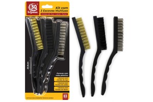 KIT 3 ESCOVAS DE AÇO MULTIUSO 21,5 CM